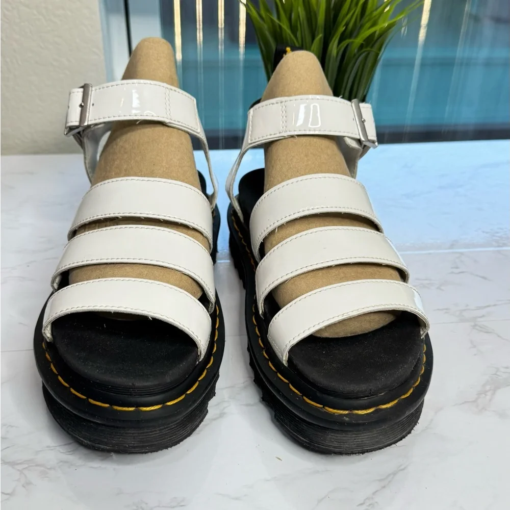 Dr. Martens Blaire White Patent Leather Gladiator Sandals Size‎ 7 US Chunky
